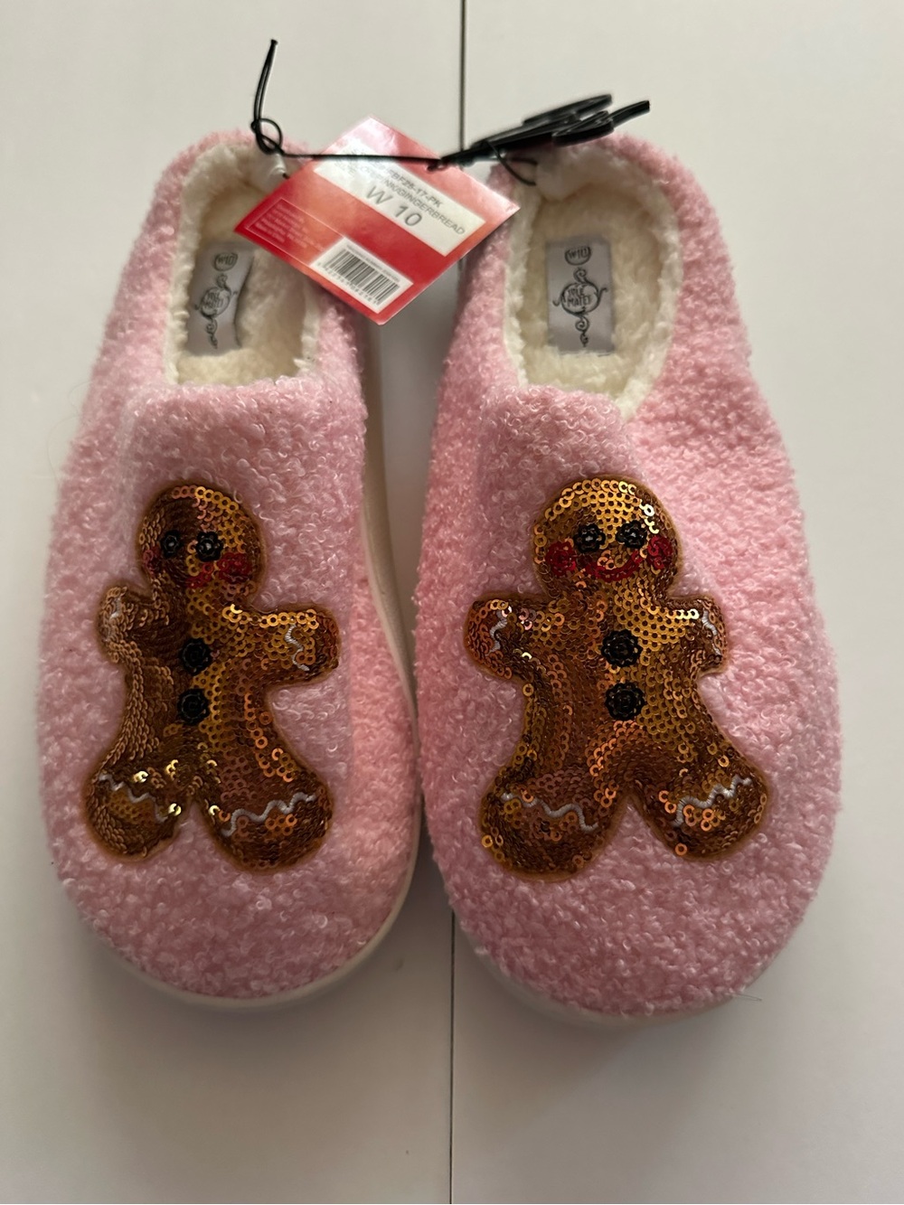 Cozy Pink Gingerbread Sequin Women's Slippers